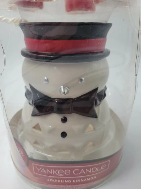 Yankee Candle Snowman Luminary Tea Light Candle Holder Set Sparkling Cinnamon