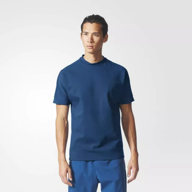 Adidas Z. N.E.T-Shirt Uomo Blu Abbigliamento Sportivo Top Casual