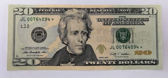 2009 - $20 TWENTY DOLLAR BILL San Francisco Star Note  JL00764094*     F2095L*