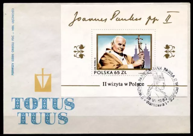 2. Besuch von Papst Johannes Paul II in Polen. FDC. Block. Polen 1983