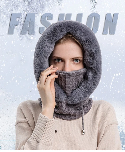 Bufanda para Mujer De Piel Mascara para Invierno Gorro De Punto Pasamontañas 13
