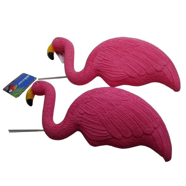 Pink Flamingo Lawn Ornament Statue Plastic Yard Stake Garden Luau Beach lot 2
