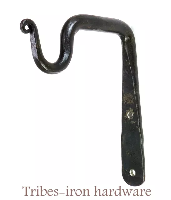2 CURTAIN POLE Brackets Hooks Handmade Wrought Iron Hanger Rack Metal Rod  Holder £35.88 - PicClick UK
