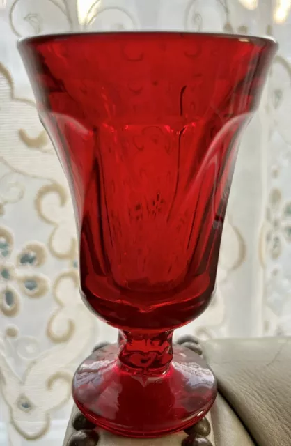 2 - Fostoria Glass Jamestown Ruby Red 4-3/4” Tall 4 oz. Juice Glasses Vintage