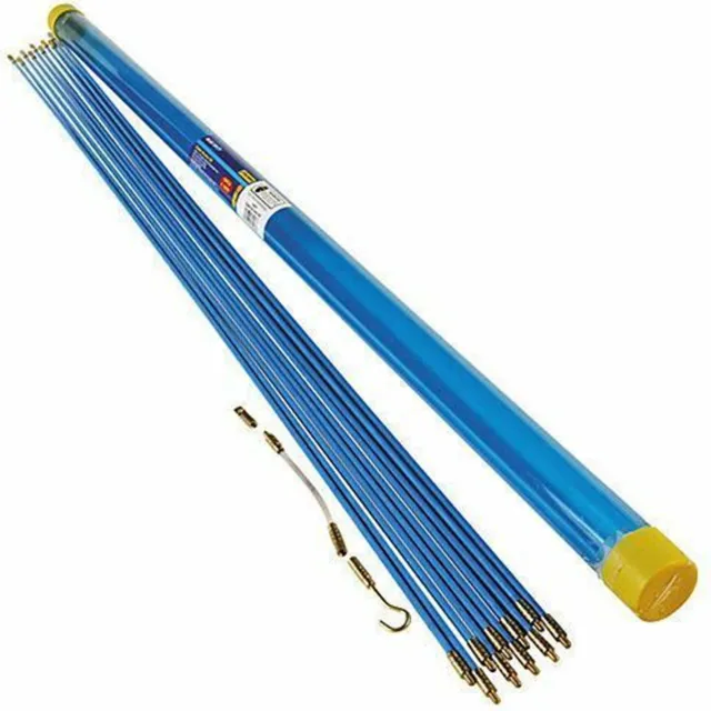 10M Cable Access Kit 1M X 10 Electricians Puller Rods Wires Draw Push Pulling