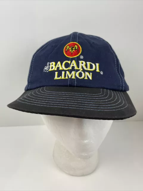 Bacardi Limon Rum Baseball Cap Hat Bat Logo Adjustable Strapback Black & Blue