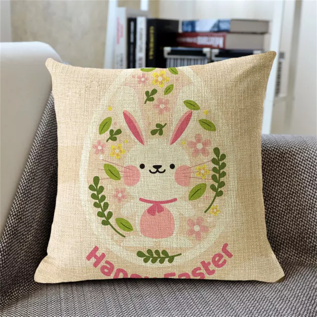 18" Easter Rabbit Theme Throw Cushion Cover Sofa Couch Pillow Case Home Decor