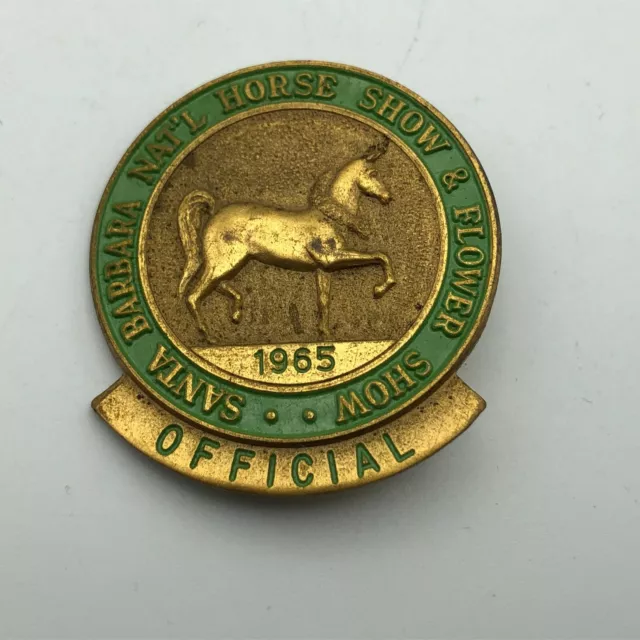 1965 Santa Barbara National Horse Flower Show Badge Pin HTF Vtg Official Rare C6