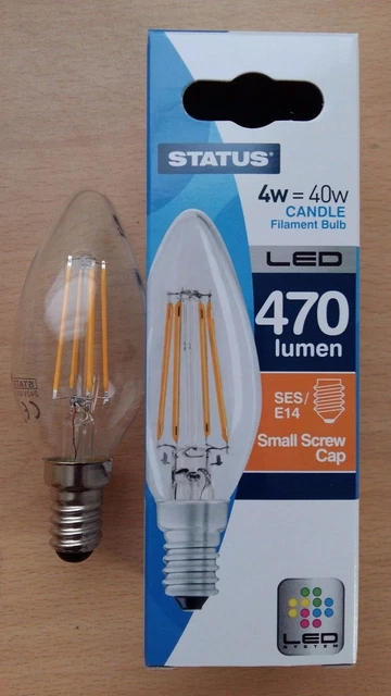 4 x 4w LED Candle Clear Filament Light Bulb SES Small Screw In E14 40w Cheap!
