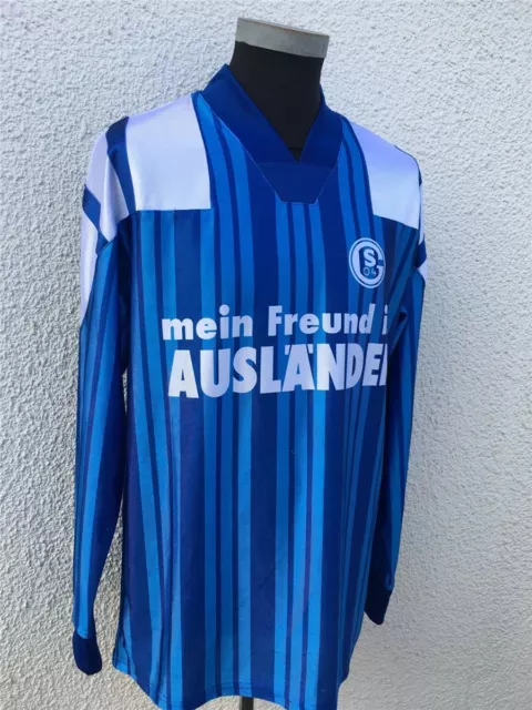 FC Schalke 04 Fußball Trikot Jersey mein Freund ist Ausländer Retro Blau Gr. L