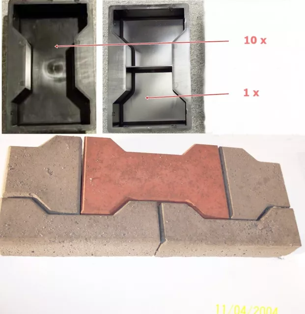 11 (10 +1) Gießformen für Knochenpflaster/ H-Steine 6 cm Stärke