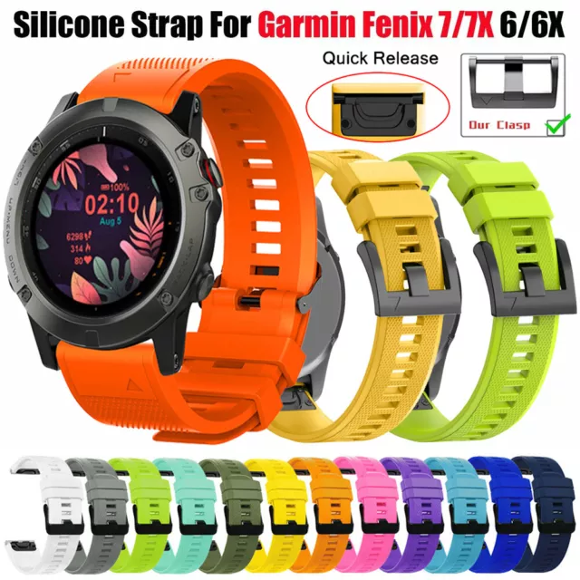 For Garmin Fenix 7 7X Epix 6/6X Pro 5/5X 3HR Quick Fit Silicone Watch Band Strap