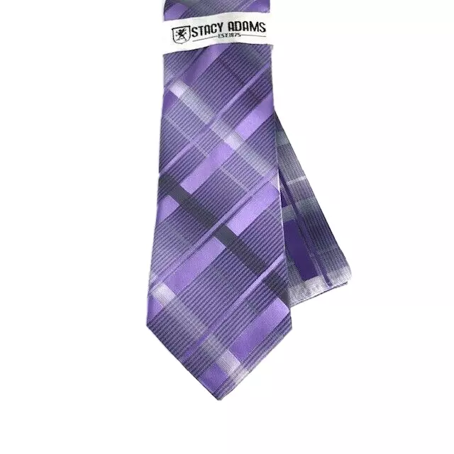 Stacy Adams Men's Tie Hanky Set Lavender Purple Silver Charcoal 100% Microfiber