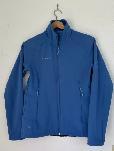 MAMMUT SOFTTECH SOFTSHELL Jacket Outdoors Hiking Fleece Lined BLUE Size ...