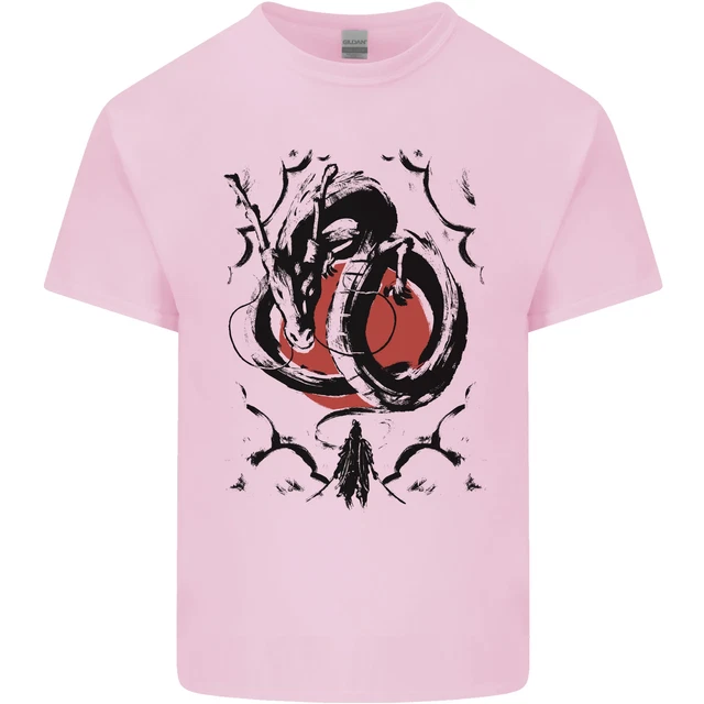 T-shirt top da uomo Samurai Warrior Dragon & Sun Fantasy MMA cotone 6