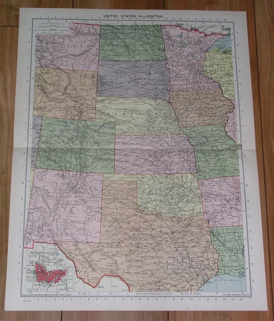 1940 ORIGINAL VINTAGE Wwii Map Of Central Usa Oklahoma Texas Colorado