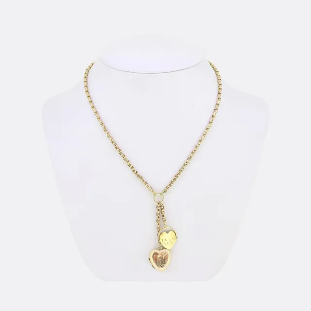 Gold Charm Necklace - 'I Love You' Heart Spinner Charm Necklace 9ct Yellow Gold