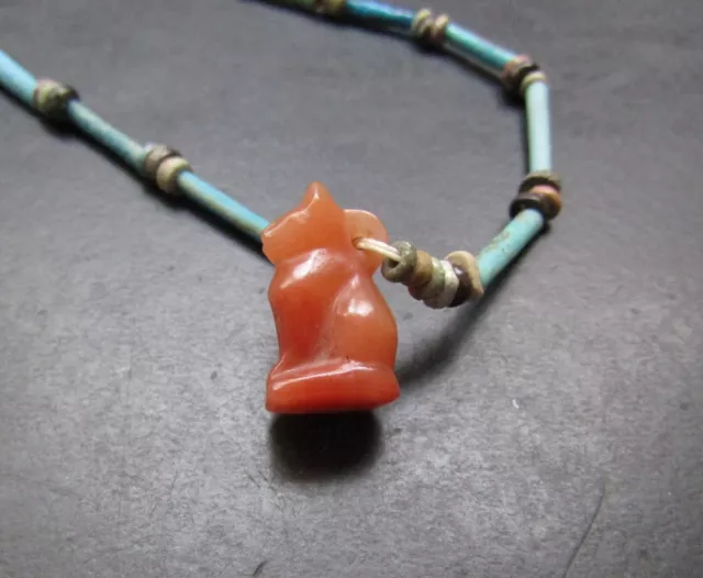 NILE  Ancient Egyptian Cat Amulet Mummy Bead Necklace ca 600 BC 3