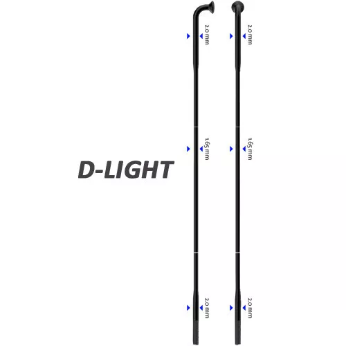 Sapim Speiche D-Light 90° schwarz 258mm Ø 2.0 x 1.65 x 2.0 100 Stück