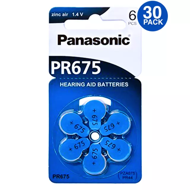 Panasonic Size 675 1.45V Zinc Air  Hearing Aid Batteries (30 Pack)