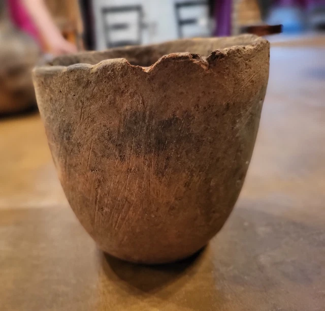 Small Brushed Caddo Jar Ancient Native American Indian Pottery