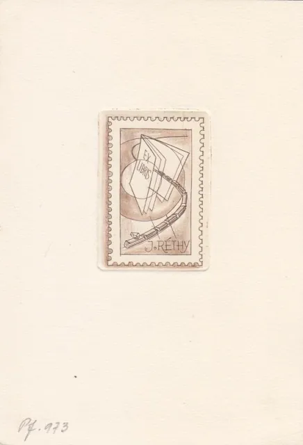 Exlibris Bookplate Radierung Fritz Kühn 1924-2004 Buch Briefmarke Zug