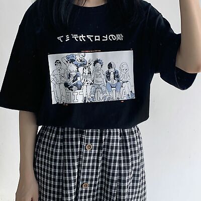 Il mio eroe Academia T-shirt Estate manica corta giapponese Harajuku Girls NERO cool