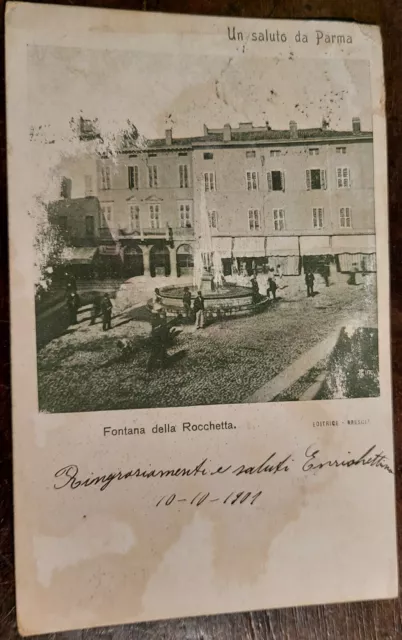 Cartolina Parma - Fontana Della Rocchetta - Viaggiata 1901 Animata