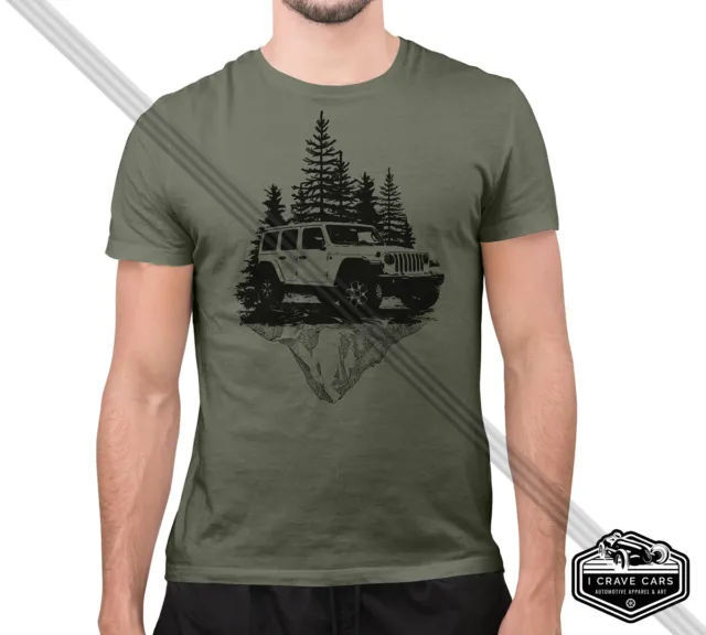 Mens Jeep Style T Shirt Off Roading T Shirt Mountains SUV 4x4 Truck Camping