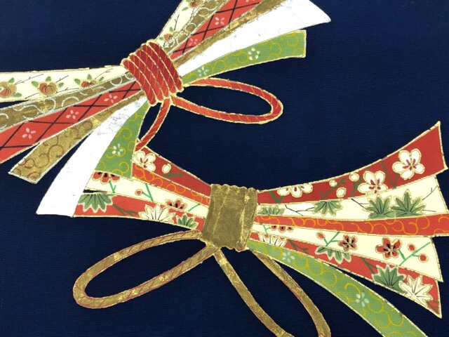 6400448: Japanese Kimono / Antique Nagoya Obi / Shioze / Kinsai / Noshi