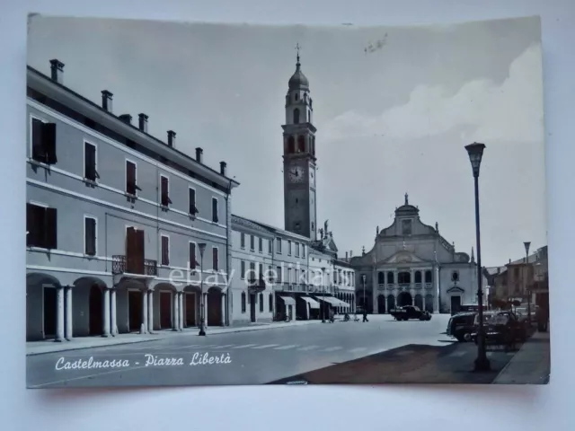 CASTELMASSA Piazza libertà auto car ROVIGO vecchia cartolina