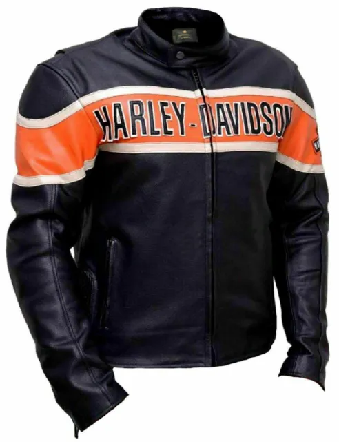 Giacca da moto da uomo vera pelle di mucca HD Harley Davidson biker in pelle