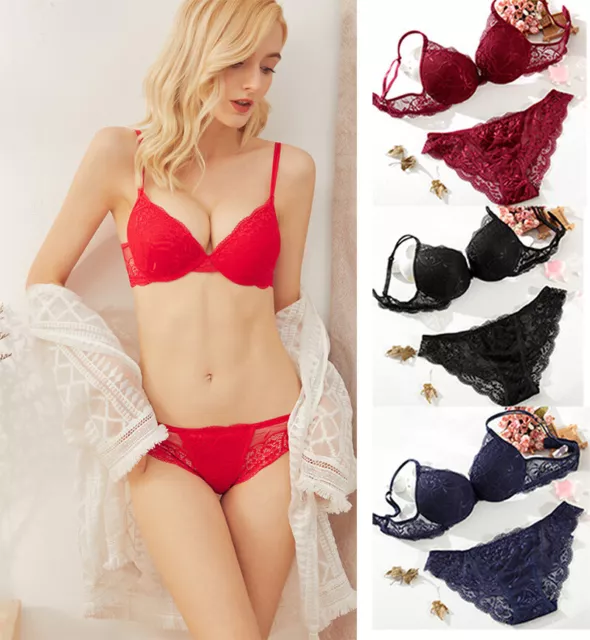 UK WOMEN SEXY Embroidery Luxury Padded Extreme Push Up Bra & Briefs ABCD DD  £7.18 - PicClick UK