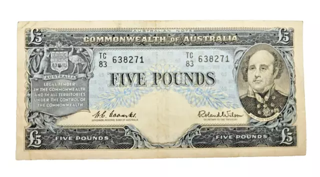 1960--Five Pound Banknote--Coombs & Wilson--No Reserve