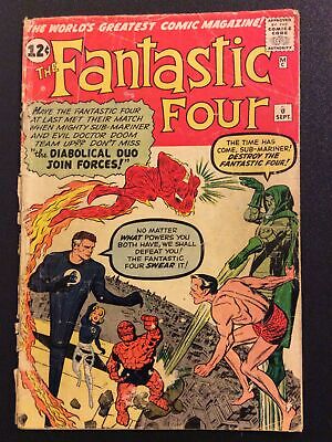 FANTASTIC FOUR #6 Comic 2ND APP DR DOOM & SUB-MARINER Marvel 1962 Lower Grade