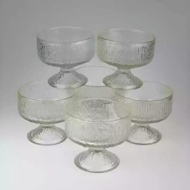 Vintage Indiana Glass Clear Crystal Ice Footed Sherbet Glasses - Set of 6