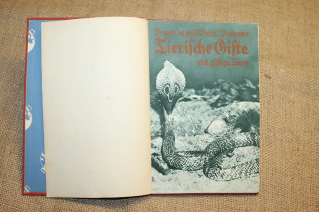 Fachbuch giftige Tiere tierische Gifte Schlangengift Tiergifte Kugelfisch 1932