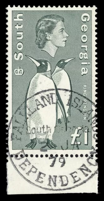 Falkland Islands Dependencies 1979 QEII £1 grey-black superb used. SG 16. Sc 16.