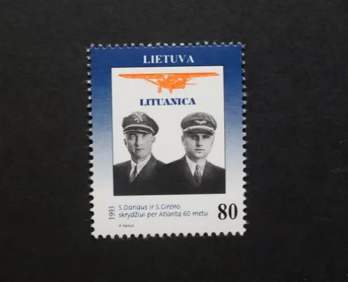 World unity day and transatlantic flight stamps, 1993, Lithuania, Ref: 534 & 535 2
