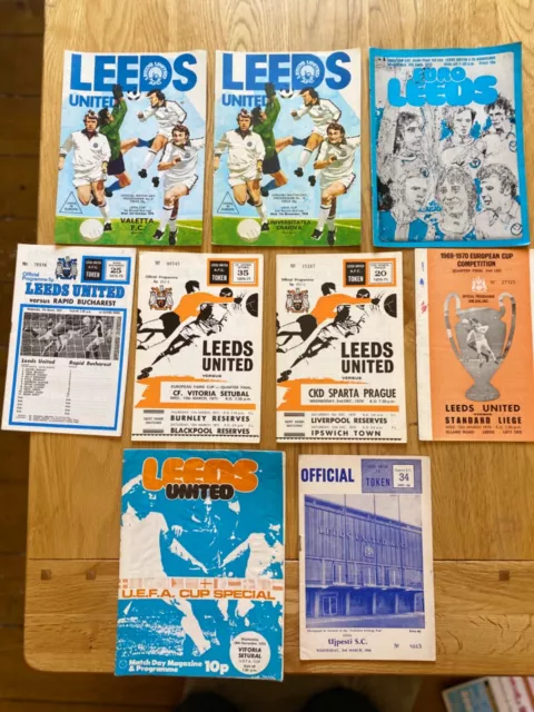 9 x Leeds United European Homes 1966 - 1979, all with token