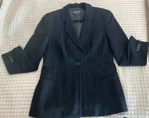 Giorgio Armani Womens Single Button Notched Lapel Black Blazer Jacket Size 42/6