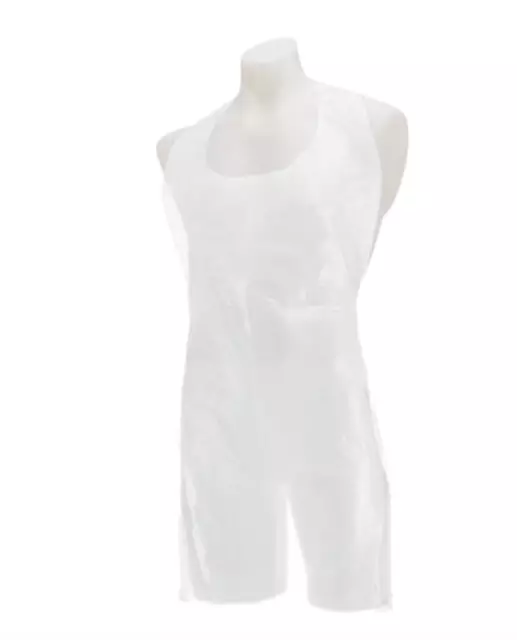 100 Disposable Polythene Antibacterial Aprons - White