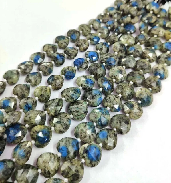 K2 Jasper Facettes Puff Coeur Briolettes Perles de pierres précieuses en...