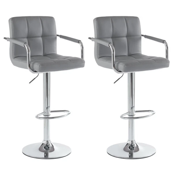 2pcs 60-80cm 6 Checks Round Cushion With Armrest Bar Stool Cushion Rotates 360°