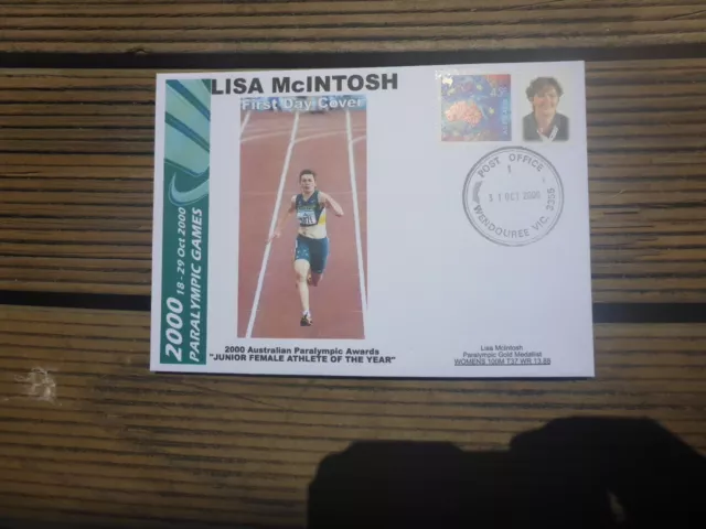 Sydney 2000 Paralympics Lisa Mcintosh  P-Stamp  Private  First Day Cover