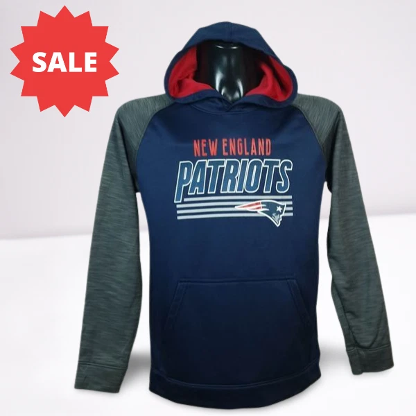New England Patriots Activewear Felpa Con Cappuccio Nfl Team Abbigliamento...