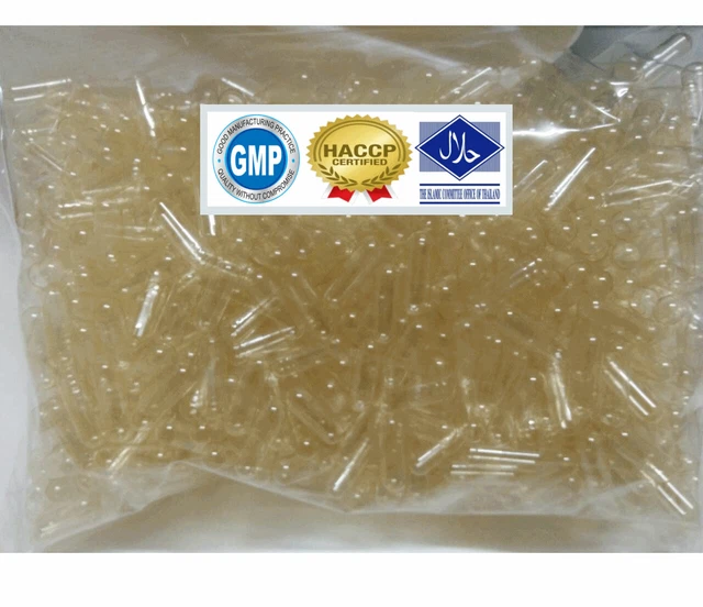 1000 Cápsulas Vacías Talla 1 HALAL Verduras Transparentes Hierbas Hechas de Arroz Pegajoso