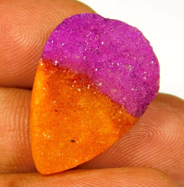 23.Ct Natural Purple-Orange Titanium Crystal Druzy Pear Cabochon Gemstone Au=332