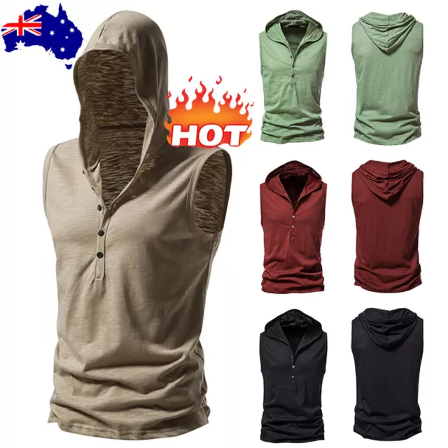 Canotta Da Uomo Con Cappuccio Canotta Sportiva Camicia Sportiva Gilet Senza ☆