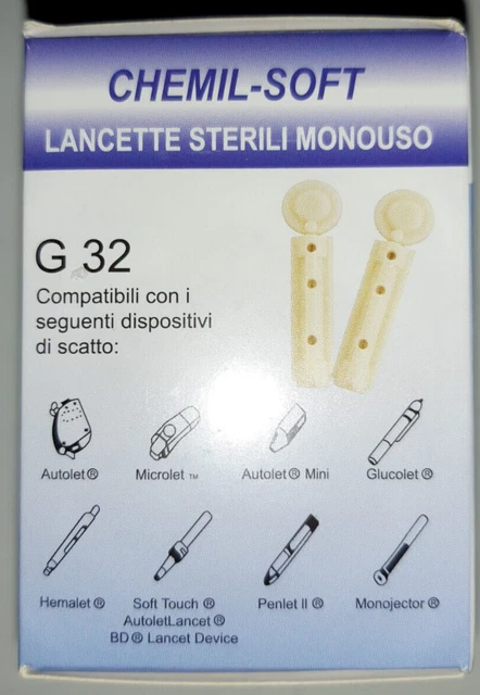 Chemil-Soft Lancette Pungidito 2 Confezioni Da 50 Pz Per Un Totale Di 100 G32